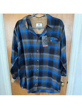 NEW Legendary Whitetails Flannel Blue Plaid Long Sleeve Shirt Mens M Hunting